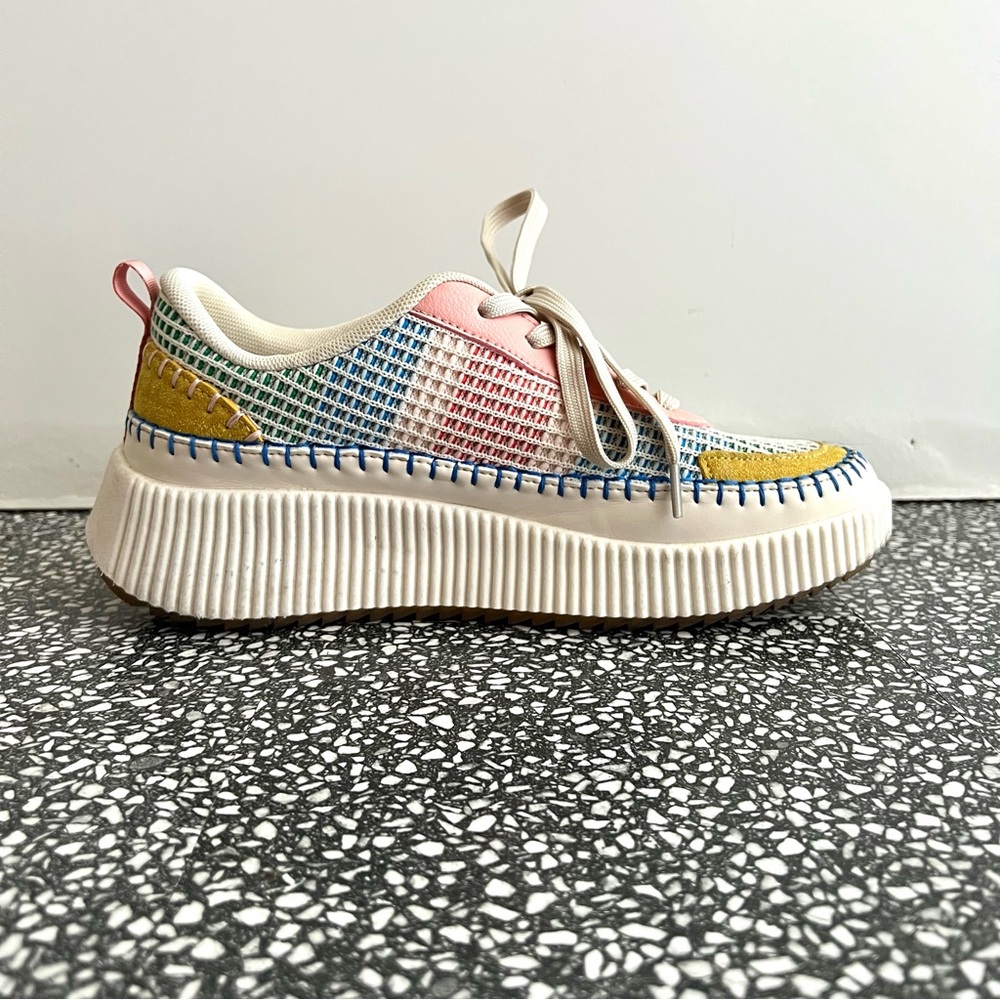 Nicole Miller Multicolor Woven Lace-Up Sneakers Sz 9 - Picture 3 of 5
